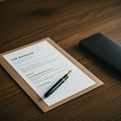 Minimalist CV layout on a desk