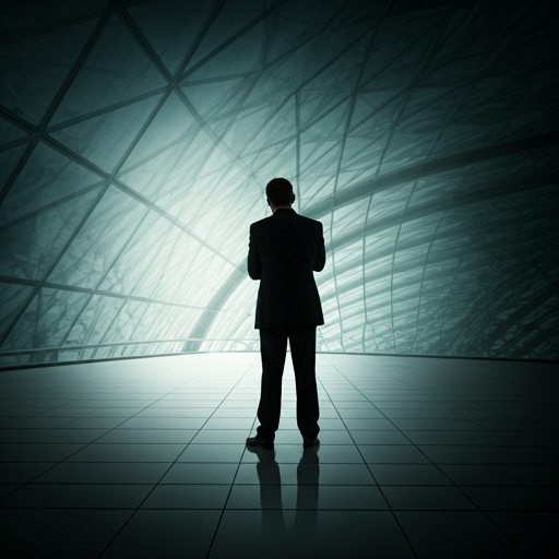 Professional silhouette in modern architectural space