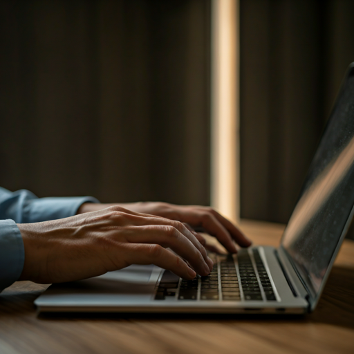 Hands typing on a laptop